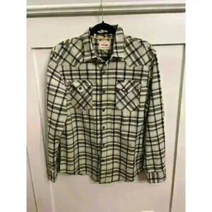 NWT Wrangler Men's Utility Plaid Button Down, sz M